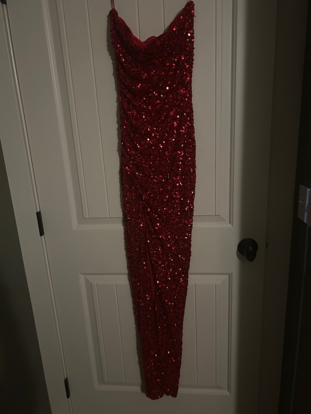 Fashion Nova Red Strapless Sequin Dress